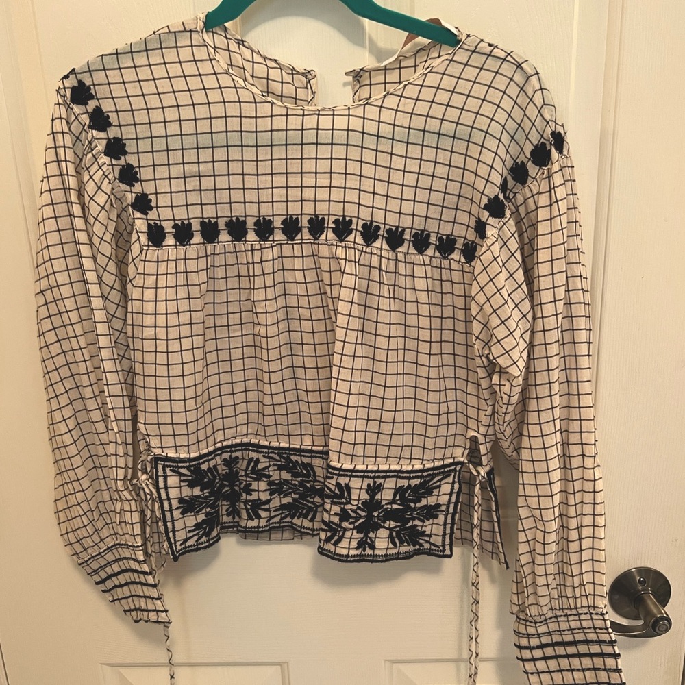 Zara embroidered blouse